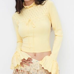 Cider Yellow Cowl Neck Sweater